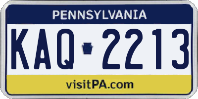 PA license plate KAQ2213