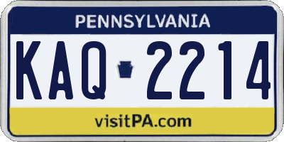 PA license plate KAQ2214