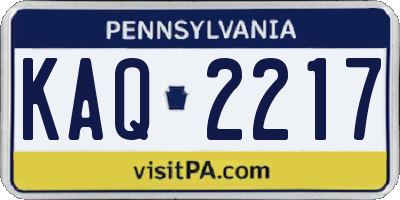 PA license plate KAQ2217