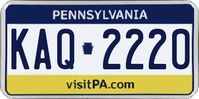 PA license plate KAQ2220