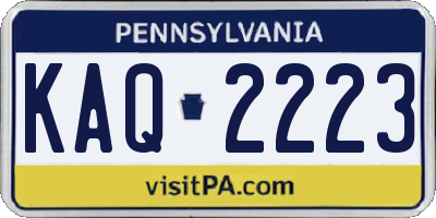 PA license plate KAQ2223
