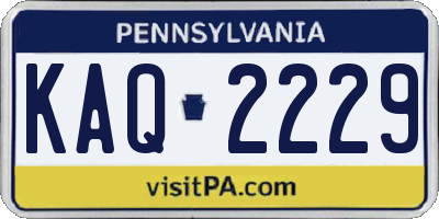 PA license plate KAQ2229