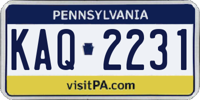 PA license plate KAQ2231