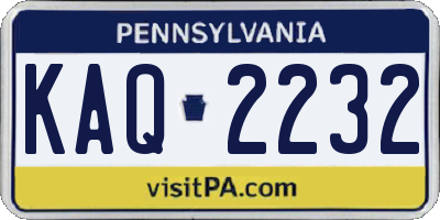 PA license plate KAQ2232