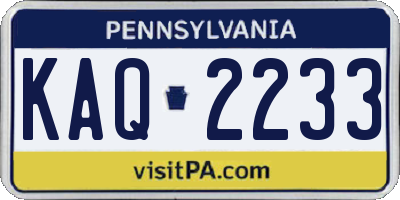 PA license plate KAQ2233