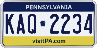 PA license plate KAQ2234