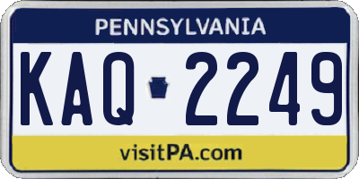 PA license plate KAQ2249