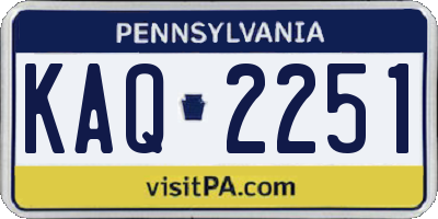 PA license plate KAQ2251
