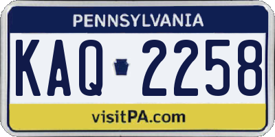 PA license plate KAQ2258
