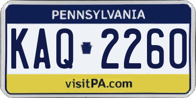 PA license plate KAQ2260