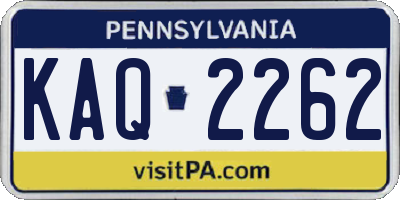 PA license plate KAQ2262