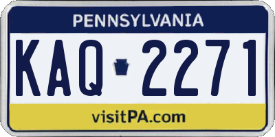 PA license plate KAQ2271