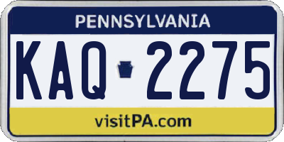 PA license plate KAQ2275