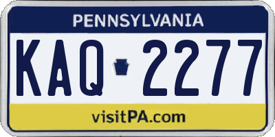 PA license plate KAQ2277