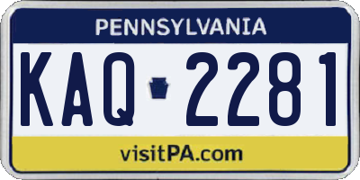 PA license plate KAQ2281