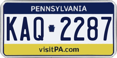 PA license plate KAQ2287