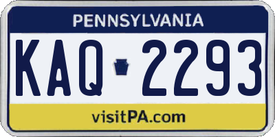 PA license plate KAQ2293