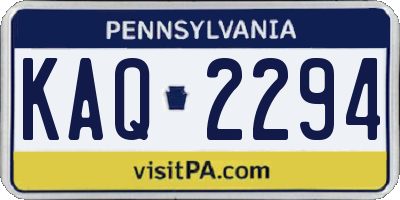PA license plate KAQ2294