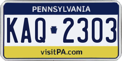 PA license plate KAQ2303