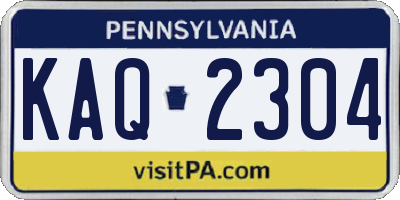 PA license plate KAQ2304