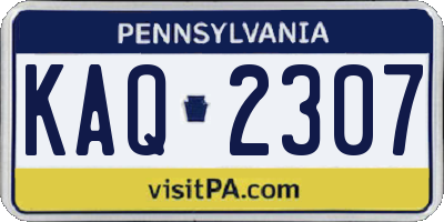 PA license plate KAQ2307