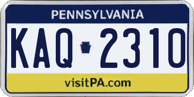 PA license plate KAQ2310