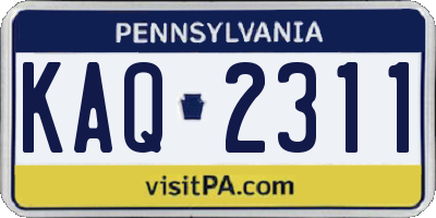 PA license plate KAQ2311