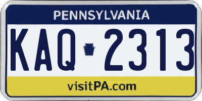 PA license plate KAQ2313