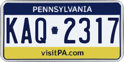 PA license plate KAQ2317