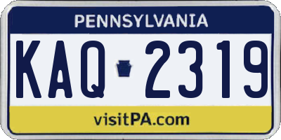 PA license plate KAQ2319