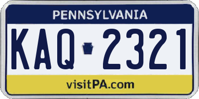 PA license plate KAQ2321