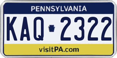 PA license plate KAQ2322