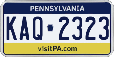 PA license plate KAQ2323