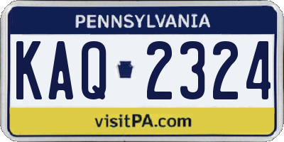 PA license plate KAQ2324