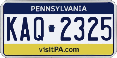 PA license plate KAQ2325