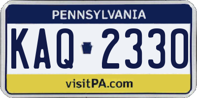 PA license plate KAQ2330