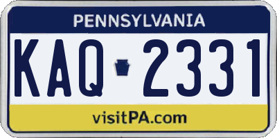 PA license plate KAQ2331