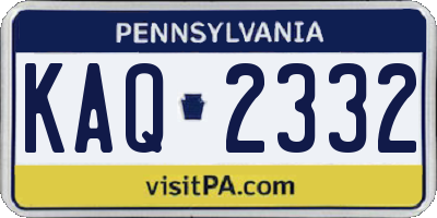 PA license plate KAQ2332