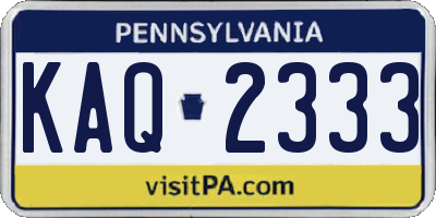 PA license plate KAQ2333
