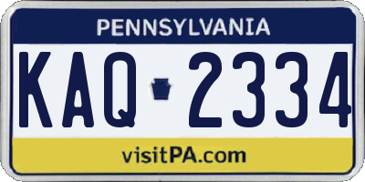 PA license plate KAQ2334