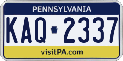 PA license plate KAQ2337