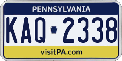 PA license plate KAQ2338