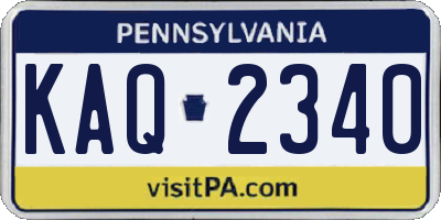 PA license plate KAQ2340