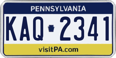 PA license plate KAQ2341