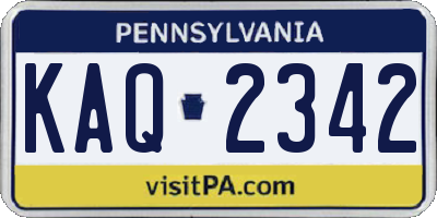 PA license plate KAQ2342