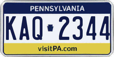 PA license plate KAQ2344