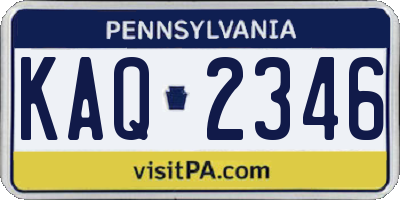 PA license plate KAQ2346