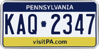 PA license plate KAQ2347