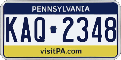 PA license plate KAQ2348