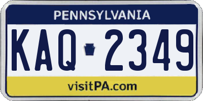 PA license plate KAQ2349
